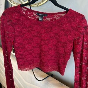 Medium Forever 21 red lace crop top